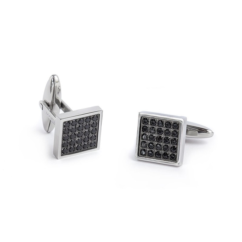 S.STEEL CUFFLINKS SQUARES WITH BLACK CRYSTALS S.steel cufflinks squares, size 13*13*21,43 mm, with gun-metal surface and black c