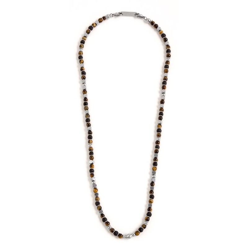 Collana occhio di tigre e pietra lavica