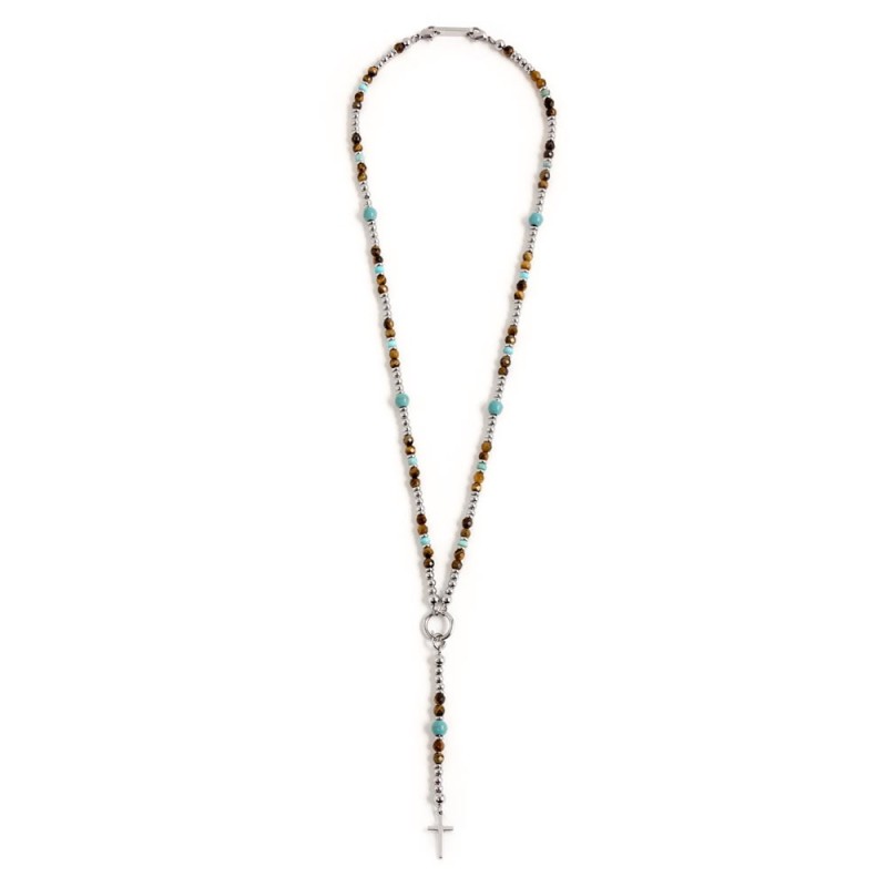 Collana occhio di tigre e turchese