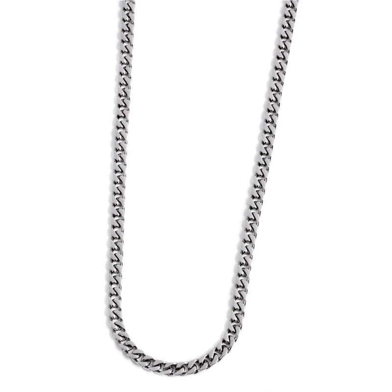 S.STEEL NECKLACE CURB CHAIN 4,40 MM S.steel necklace 4,40 mm curb chain. Total lenght 50 cm with double locks 14,8 mm adjustable