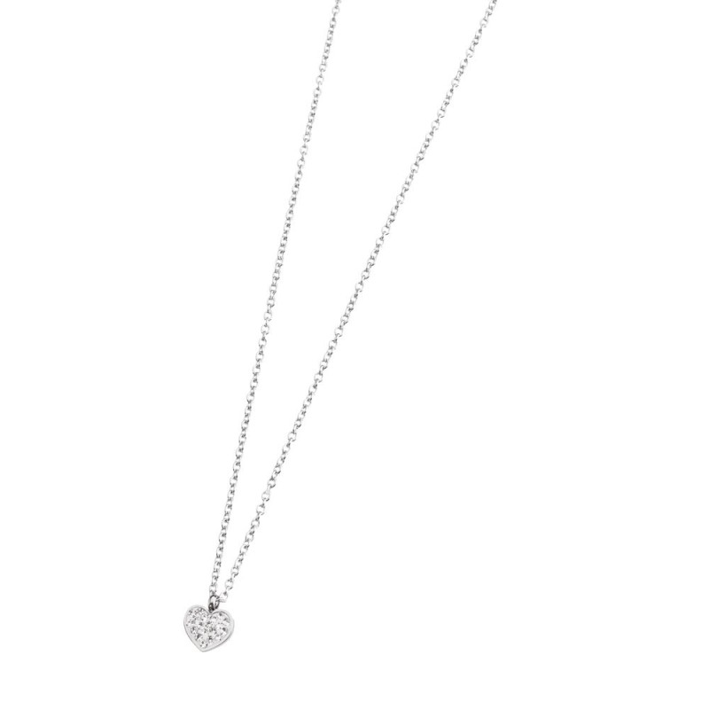 316L S.STEEL NECKLACE HEART WITH STONES 316 S.STEEL NECKLACE 8.5*7.5*1.5 MM HEART WITH CLAY AND RHINESTONES,1.6MM BALL CHAIN IN