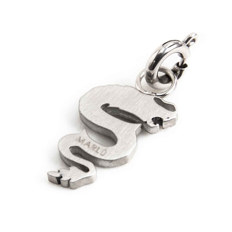 S.S. MATT WITH BLACK OIL CHARM DRAGON S.steel matt with black oil charm dragon shape 13.25 mm*8.84 mm, with black crystal eye. M