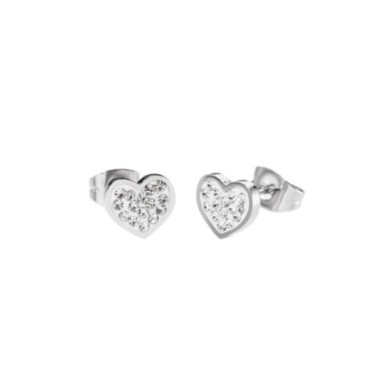 316L S.STEEL EARRINGS HEART WITH STONES 316  S.STEEL EARRINGS WITH 8.4*7.5*1.5 MM HEART,HEART WITH CLAY AND RHINESTONES