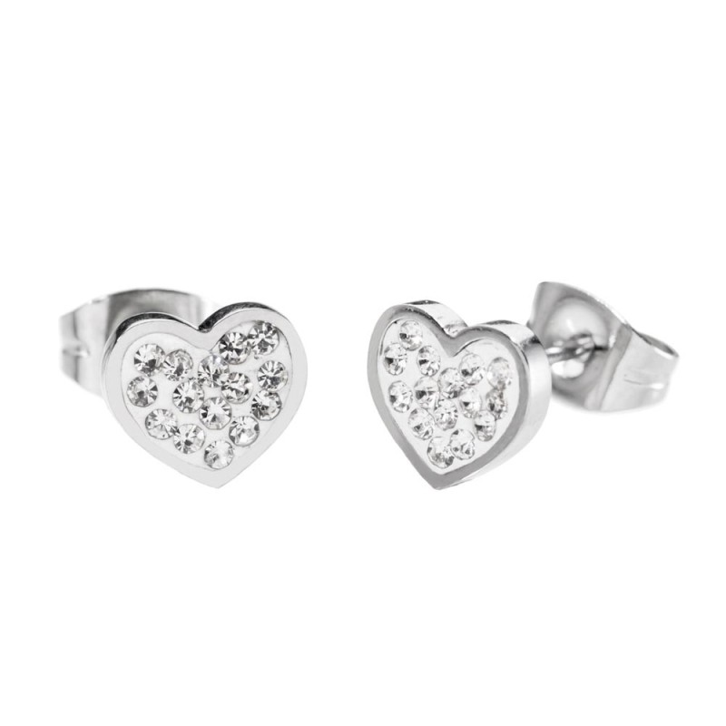 316L S.STEEL EARRINGS HEART WITH STONES 316  S.STEEL EARRINGS WITH 8.4*7.5*1.5 MM HEART,HEART WITH CLAY AND RHINESTONES