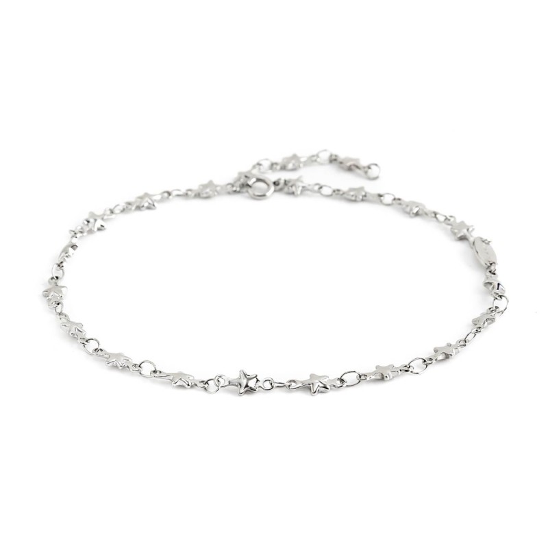 S.S. ANKLET WITH STARS CHAIN S. steel anklet with stars chain, with oval MarlÃ¹ logo tag.  Total length 258 mm adjustable. QC to