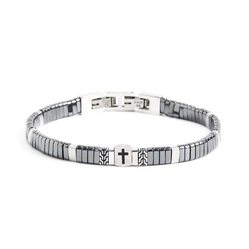 Bracciale ematite croce