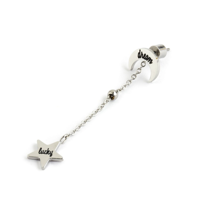 MONO ORECCHINO ACCIAIO LUNA E STELLA