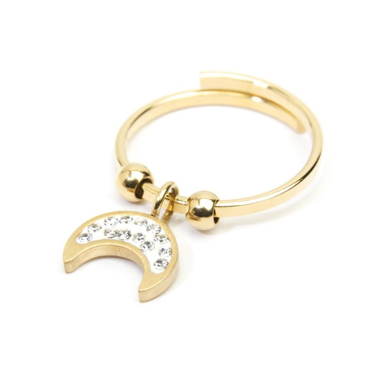 Anello luna con cristalli pendente