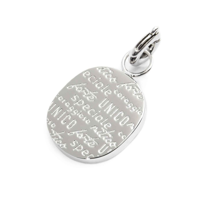 S.STEEL CHARM PAPA Polished s.steel charm size 12*10,70 mm, 1,40 mm thickness, on the top welded ring with 4 mm diameter. On the