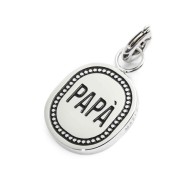 S.STEEL CHARM PAPA Polished s.steel charm size 12*10,70 mm, 1,40 mm thickness, on the top welded ring with 4 mm diameter. On the