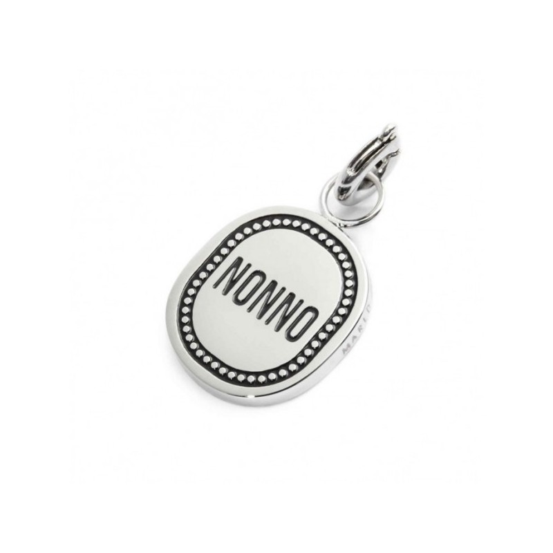 S.STEEL CHARM NONNO Polished s.steel charm size 12*10,70 mm, 1,40 mm thickness, on the top welded ring with 4 mm diameter. On th