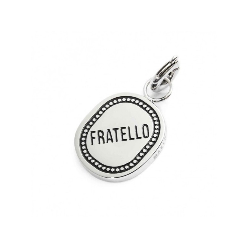 S.STEEL CHARM FRATELLO Polished s.steel charm size 12*10,70 mm, 1,40 mm thickness, on the top welded ring with 4 mm diameter. On