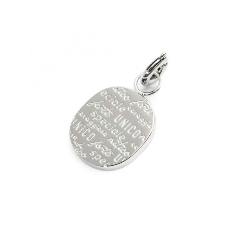 S.STEEL CHARM FRATELLO Polished s.steel charm size 12*10,70 mm, 1,40 mm thickness, on the top welded ring with 4 mm diameter. On