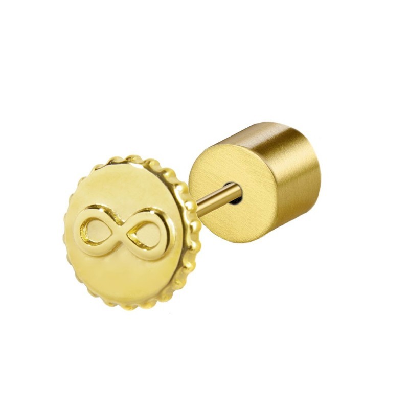 S.S.GOLD IP SINGLE EAR WITH INFINITY SYMBOL S.steel gold ip single earring by stamping, with 7,10 mm diameter, 1,25 mm thickness