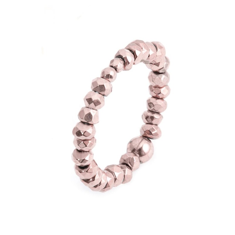 Anello elastico ematite sfaccettata