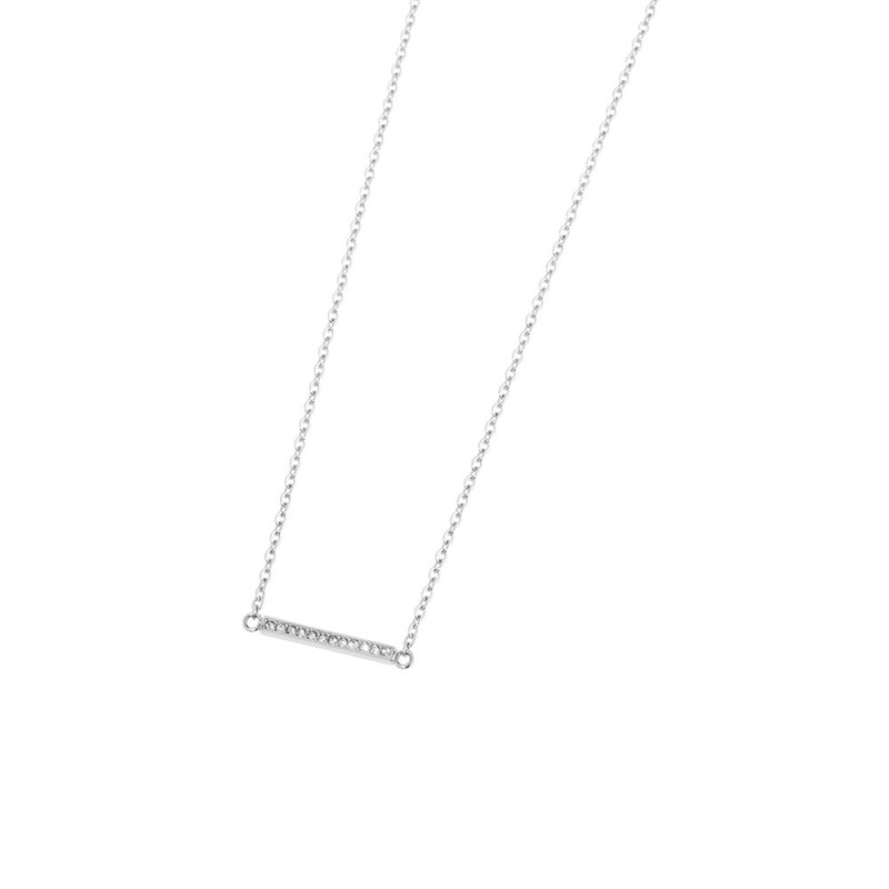 S.STEEL NECKLACE WITH TAG AND CRYSTALS 316 s.steel necklace with a 6mm logo tag at the endchain on two sides are 179mmlobste