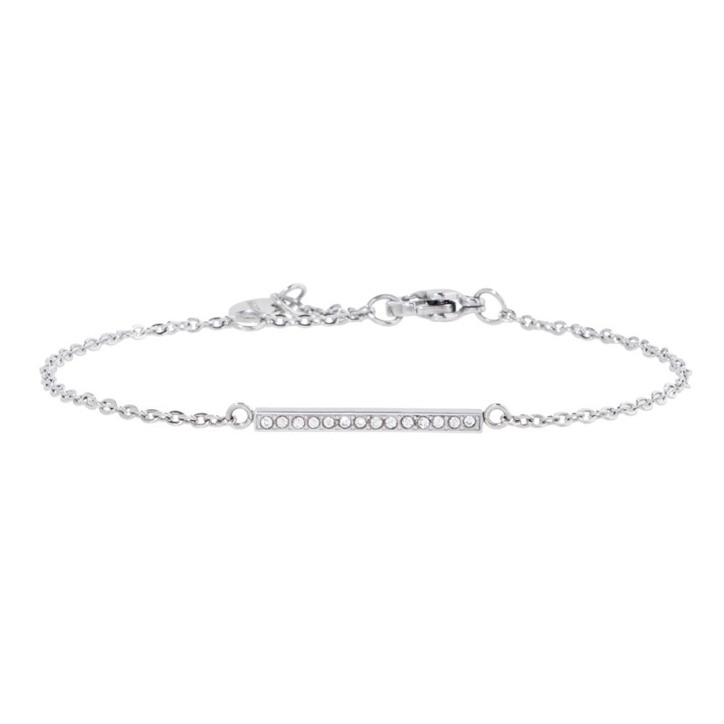 S.STEEL BRACELET WITH TAG AND CRYSTALS 316 s.steel bracelet,total 15+3cm with a 6mm logo tag at the endsize of the bar:20*1.7*