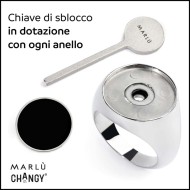 Anello changy tondo con piastrina smalto nero