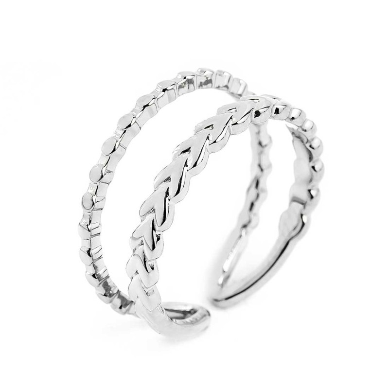 ANELLO CHEVRON E PUNTINATA DOPPIA FASCIA