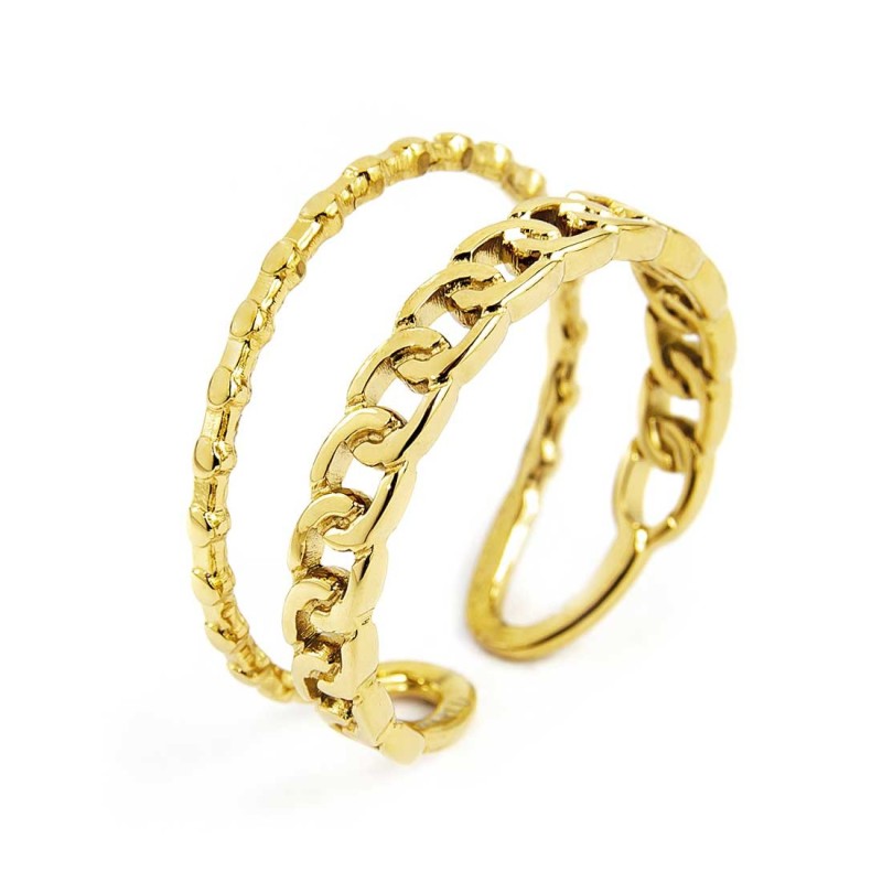 Anello doppia fascia trama puntinata e grumetta