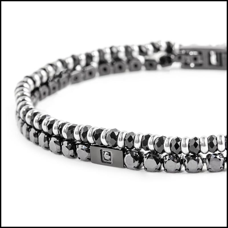 Bracciale tennis e bracciale agata sfaccettata