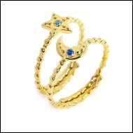 Anello luna e stella con zircone