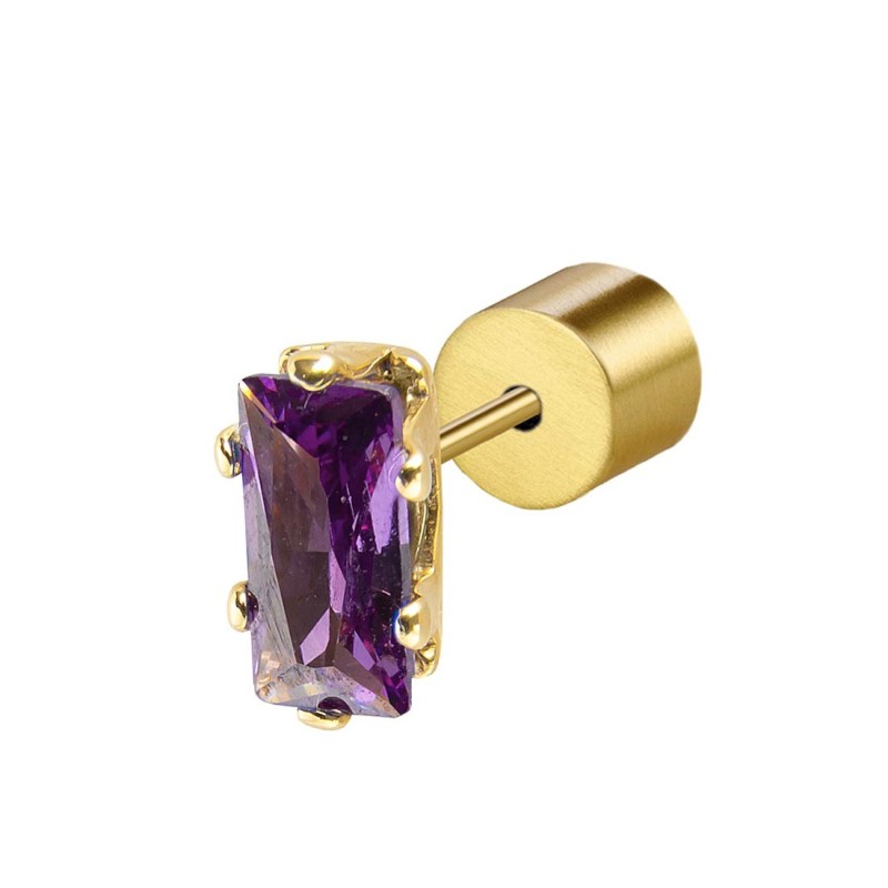 Orecchino a lobo zircone baguette