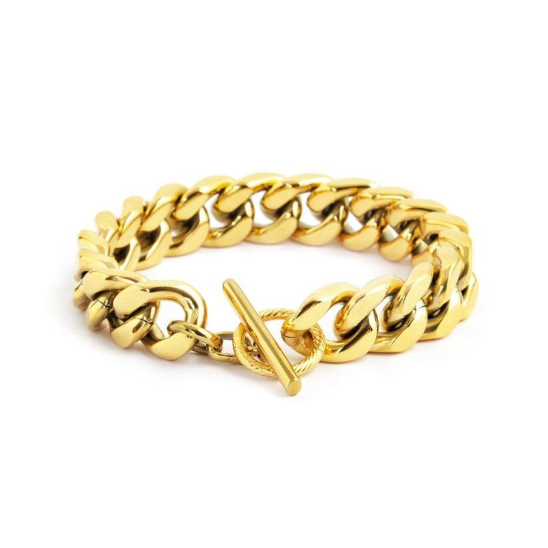 BRACCIALE ORO PVD CATENA GRUMETTA SP 13,50 MM