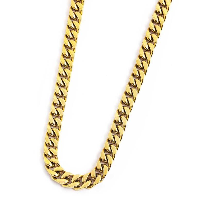 S.S.GOLD IP NECKLACE GRUM CHAIN 10,50 MM S.steel gold ip necklace grumetta chain, 10,50 mm width, 4,20 mm thickness. T-bar closu