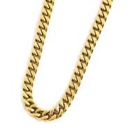 S.S.GOLD IP NECKLACE GRUMETTA CHAIN 13,50 MM S.steel gold ip necklace grumetta chain, 13,50 mm width, 5 mm thickness. T-bar clos