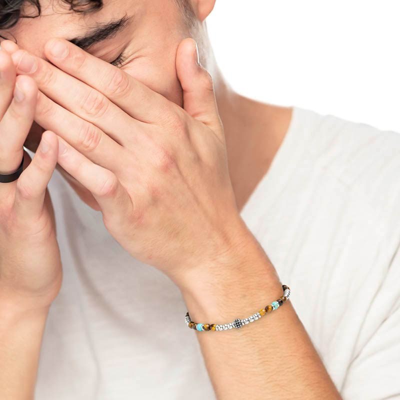 Bracciale occhio di tigre e turchese