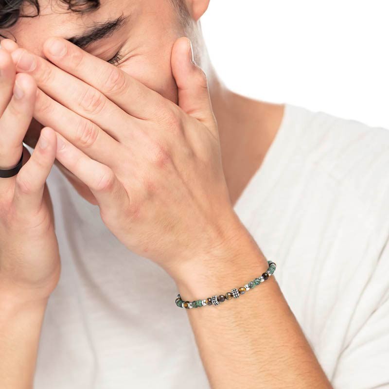 Bracciale occhio di tigre e turchese africano