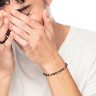 Bracciale corniola rossa e pietra lavica