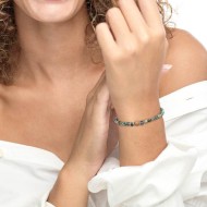 S.STEEL BRACELET GREEN STONE S.steel bracelet with 4.80mm composite african green stone, 6.60mm tiger eye stone, 4.80mm and 4mm