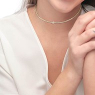Collana tennis con zircone centrale