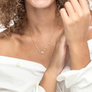 Collana cuore con cristalli e perle