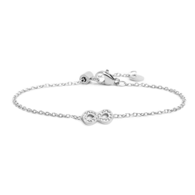 S.STEEL INFINITY BRACELET WITH CRYSTALS 316 S.STEEL BRACELET WITH A 6 MM DOUBLE SIDES LOGO TAG AND 10.2*4.92*1.5 MM "INFINITY" W