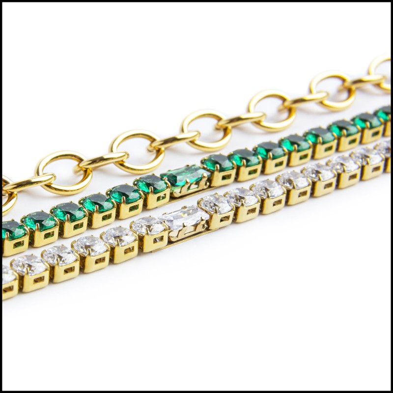 Bracciali con zirconi e catena