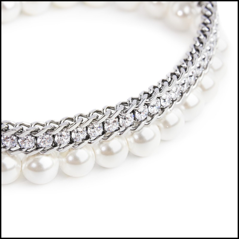 Bracciale perle e bracciale zirconi