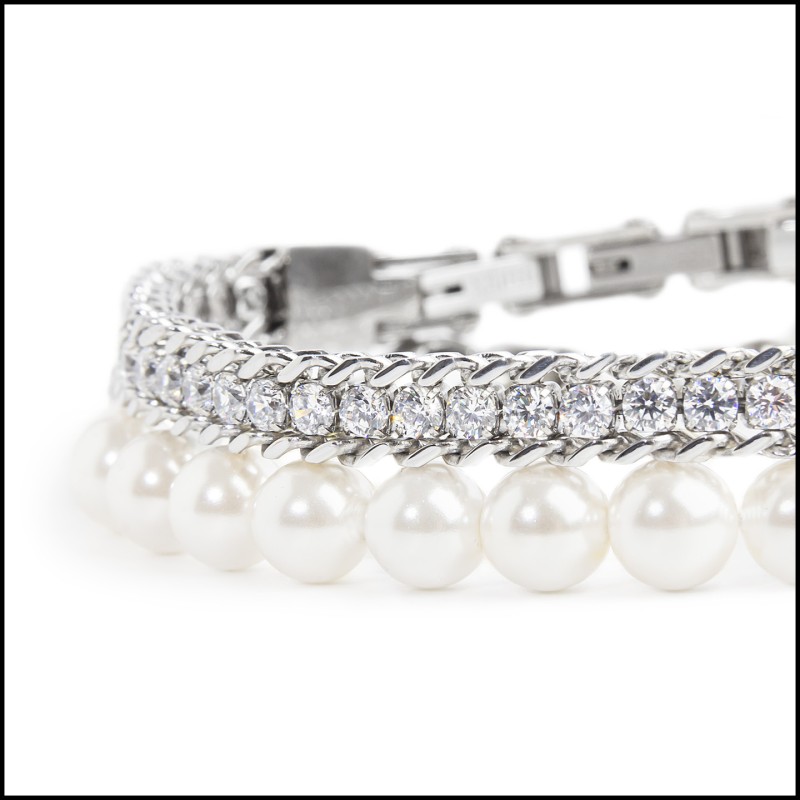 Bracciale perle e bracciale zirconi