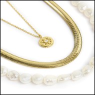 Collane con perle catena snake e collana pendente rosa dei venti