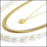 Collane con perle catena snake e collana pendente rosa dei venti