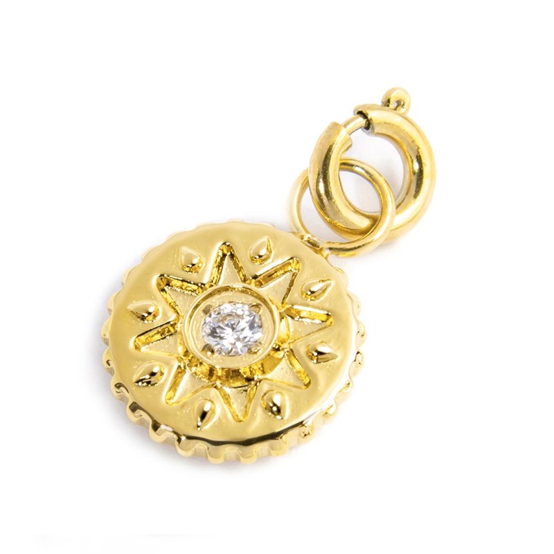 CHARM MEDAGLIETTA CON SOLE E CZ