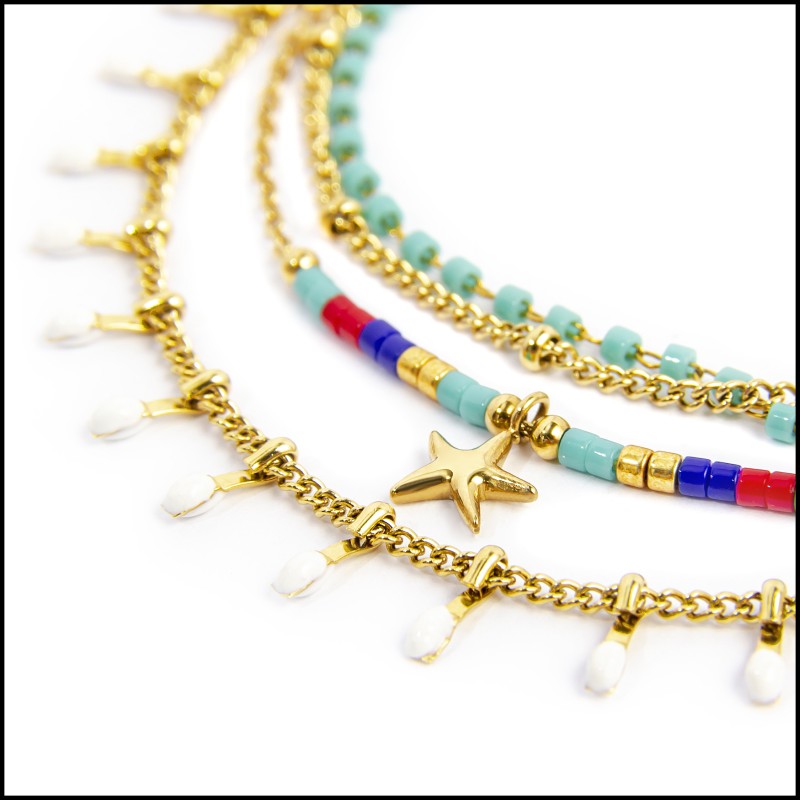 Bracciale con stella marina e bracciale con pendenti smaltati