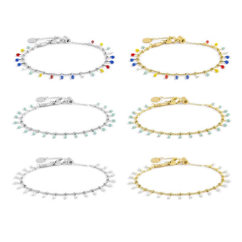Bracciale con stella marina e bracciale con pendenti smaltati