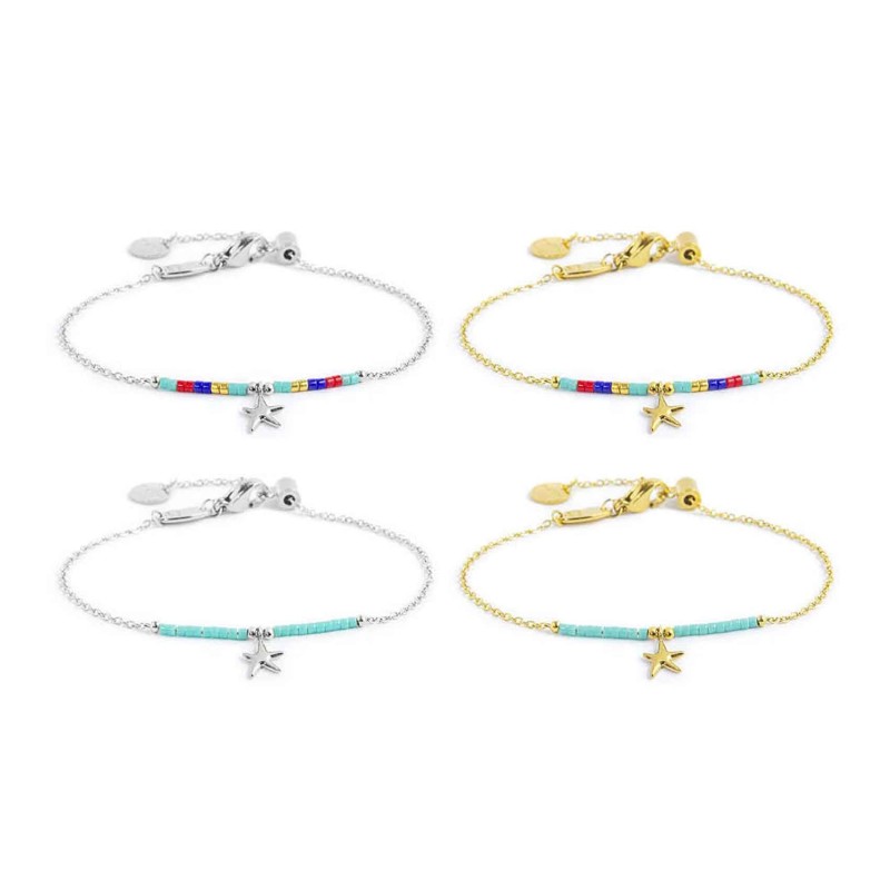 Bracciale con stella marina e bracciale con turchese
