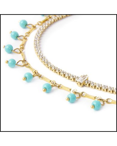 Cavigliera tennis e cavigliera pietre turchesi