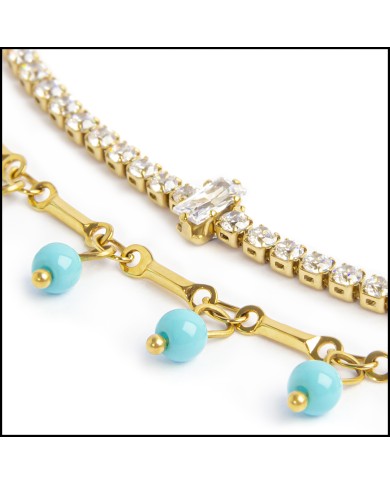 Cavigliera tennis e cavigliera pietre turchesi