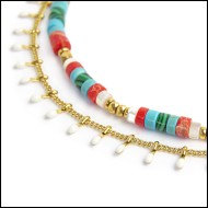 Cavigliera rondelle multicolore e cavigliera pendenti smaltati
