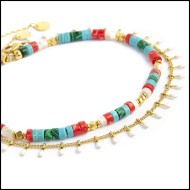 Cavigliera rondelle multicolore e cavigliera pendenti smaltati